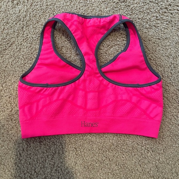 HANES Pink Seamless Non-Padded Racerback Jog Bra - Picture 4 of 7